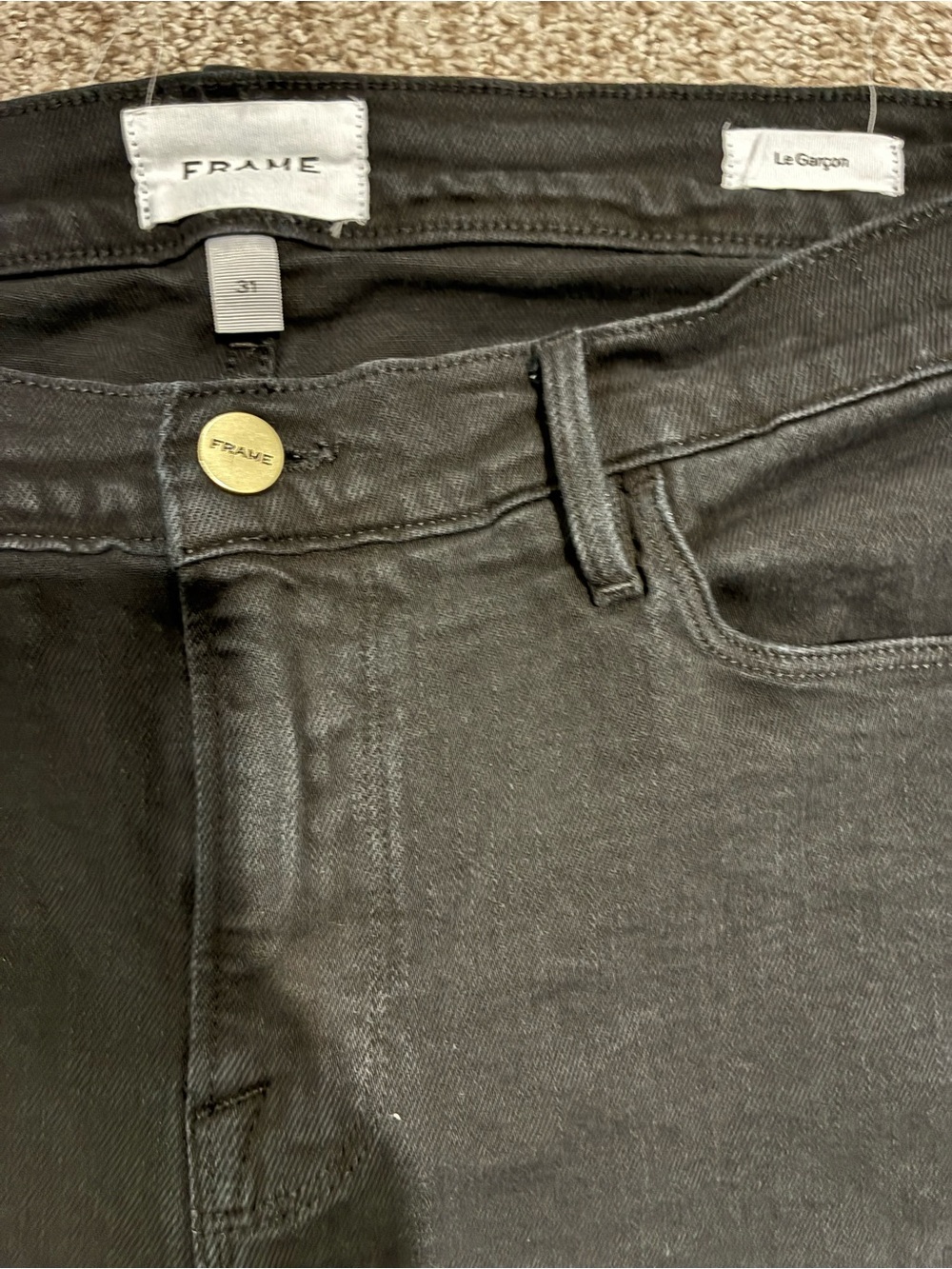 Frame Denim Jeans Women’s Washed Black Le Garçon Straight-Leg LIKE NEW - Picture 7 of 8